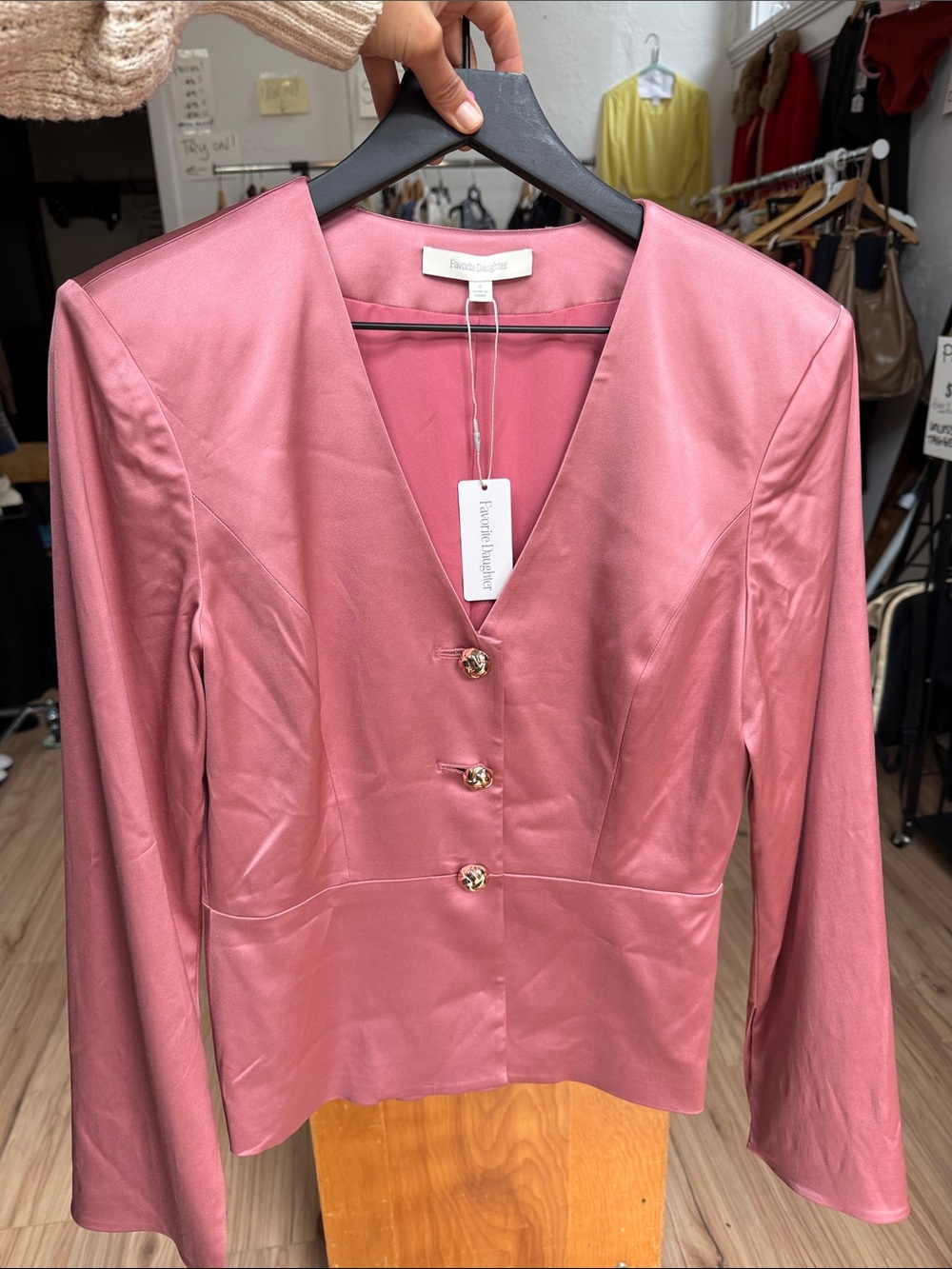 Favorite Daughter - Satin Blazer - Dusty Rose